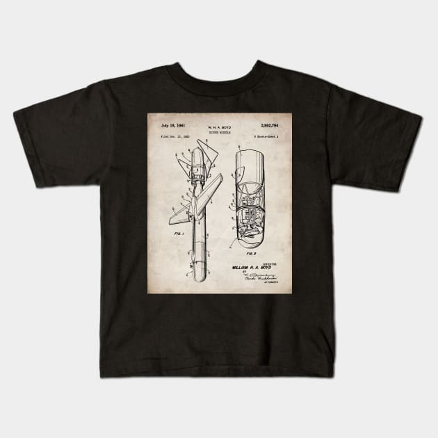 Cold War Military Missile Patent - Army Veteran Military Enthusiast Art - Antique Kids T-Shirt by patentpress